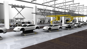 Takto bude vyzerať výroba elektrického Porsche Taycan v budúcom desaťročí.